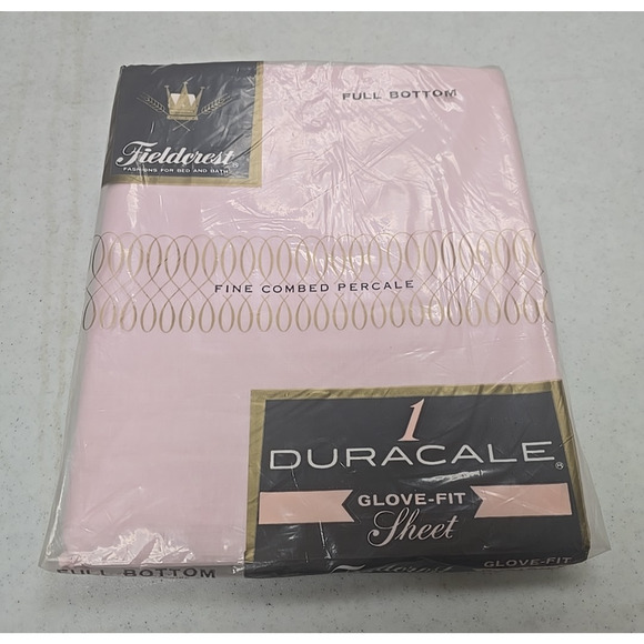NEW Vintage Fieldcrest Pink Fine Combed Bedspread Glove-Fit Sheet Full Bottom - Picture 1 of 3